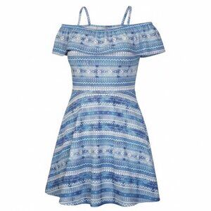 THE CHILDREN’S PLACE Blue Print Cold Shoulder Sundress Girls Size 10-12